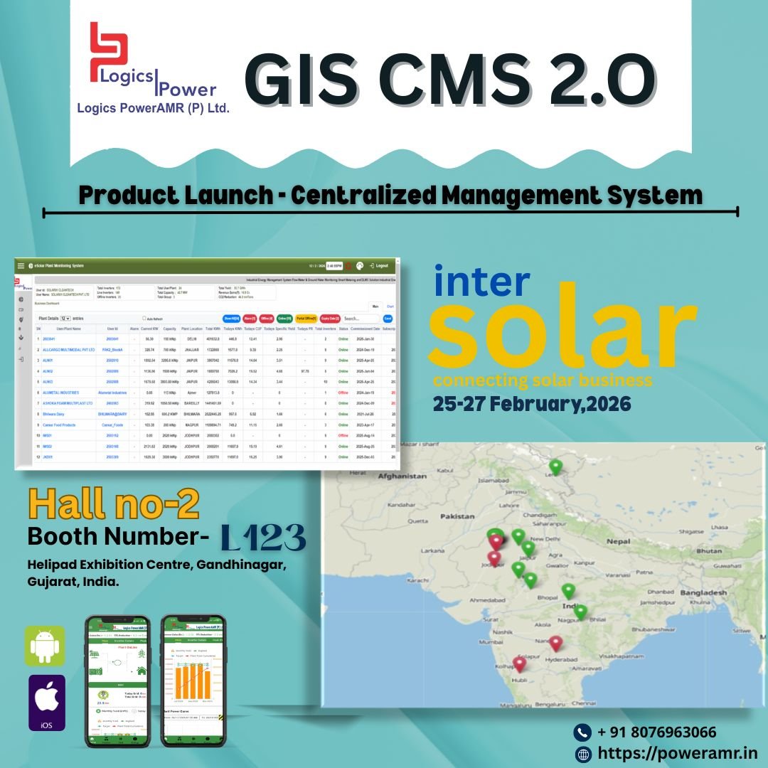 Logics PowerAMR showcasing Solar Monitoring and SCADA Solutions at Renewable Energy India Expo 2025, Hall 15 Booth R838, Greater Noida